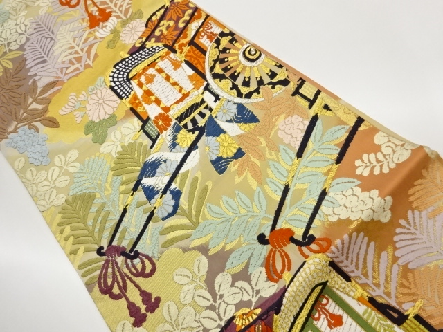 JAPANESE FUKURO OBI / KARA-ORI / WOVEN FLORAL PLANTS